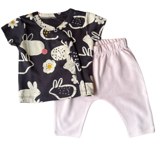 Button Top & Leggings - Bunny Flower